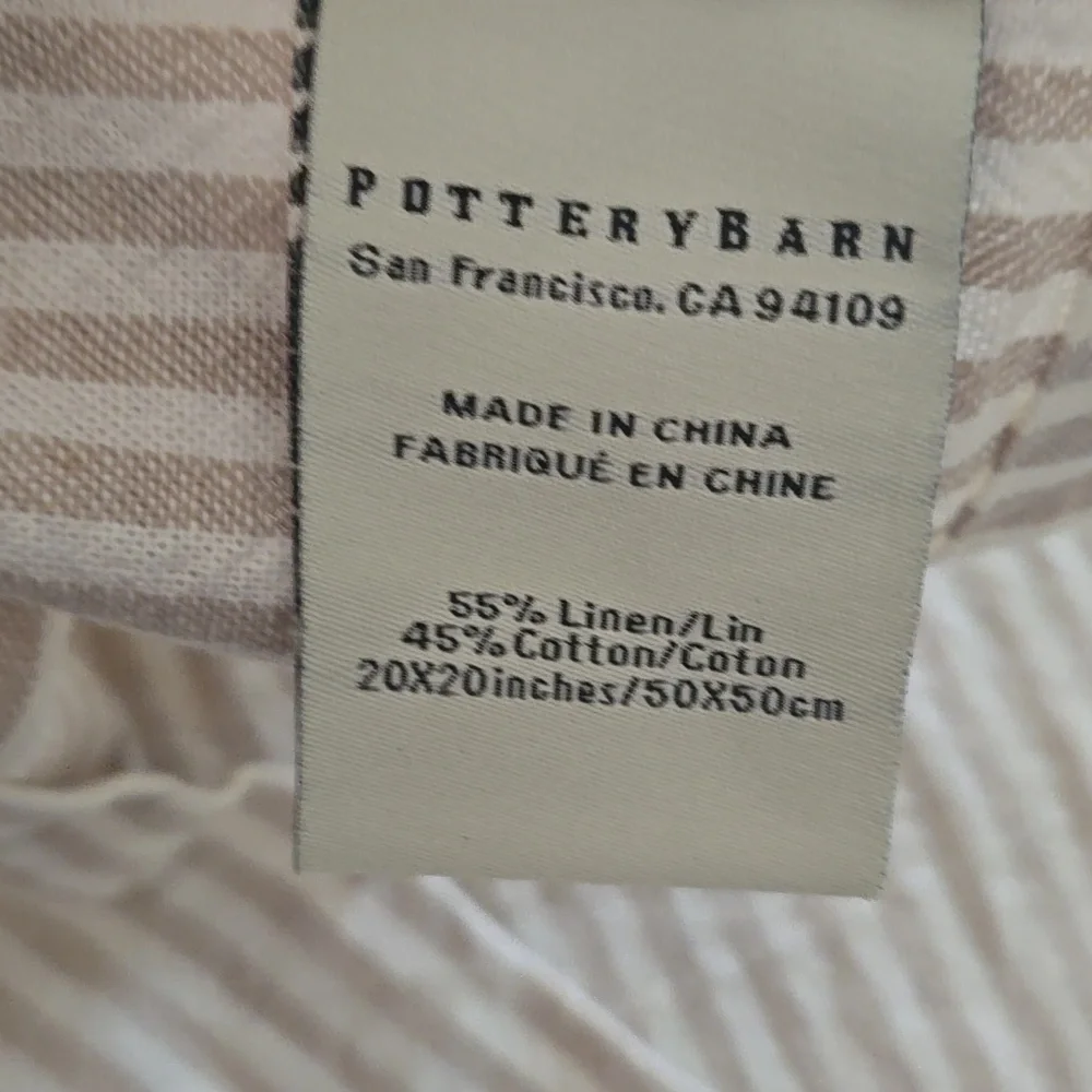 Pottery Barn‎ Linen-Blend Striped Napkins – Set of 2 Neutral 20